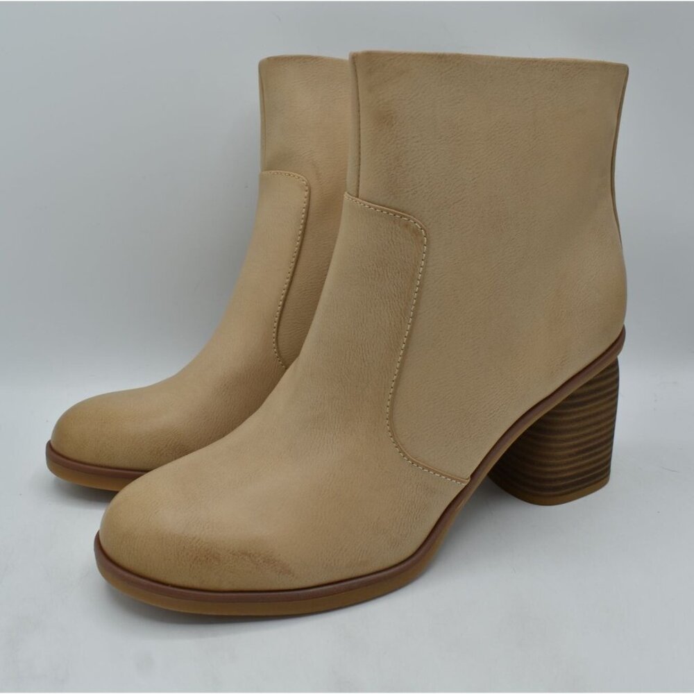 Korks by‎ Kork-Ease Womens Size 11 Destiny Cream PU Block Heel Booties Boots